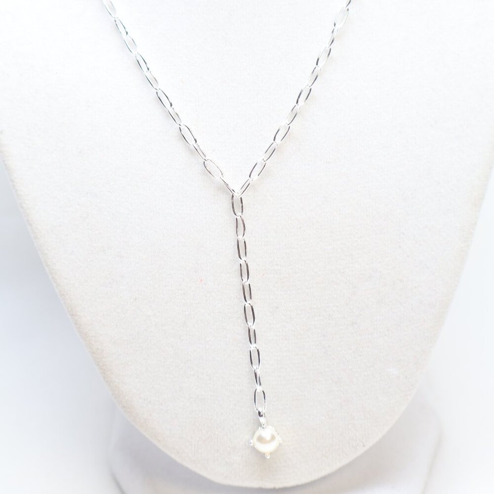 Natalie Wood Designs Silver Tone Shine Bright Pearl Y Necklace $45 New